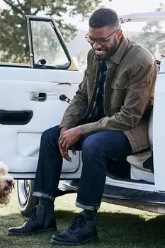 Темные потертые джинсы FatFace Lean в винтажном стиле Fat Face, синий