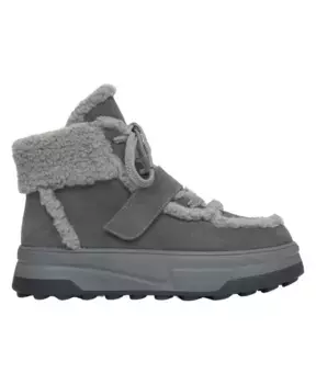 Темные замшевые женские зимние ботильоны на шерстяной подкладке Estro, серый