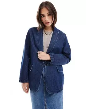 Темный джинсовый пиджак Abercrombie & Fitch