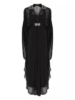 Temperley London декорированное платье с рукавами-кейпом, черный