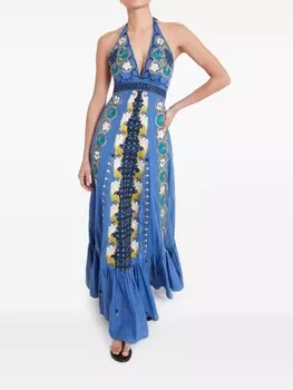 Temperley London флорентийское макси-платье, синий