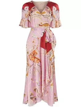 Temperley London платье-халат с принтом Carline, розовый
