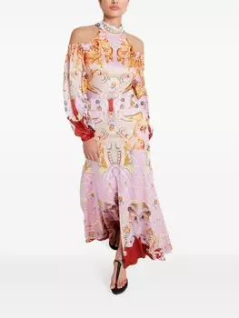 Temperley London платье с открытыми плечами и принтом Carline, розовый