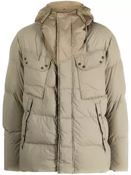 Ten C пуховик с капюшоном, зеленый