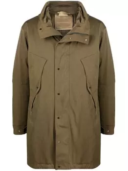 Ten C пуховик с капюшоном, зеленый