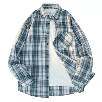 TEN MIRO Рубашка унисекс, Темно-красная клетка в клетку [короткие рукава]