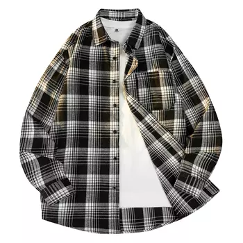 TEN MIRO Рубашка унисекс, Желтая клетчатая [короткие рукава]