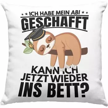 Тенденция - Abi 2023 Подарок на выпускной средней школы Декоративная подушка с наполнителем 40x40 Ленивец Идея подарка на выпускной (синий) Trendation