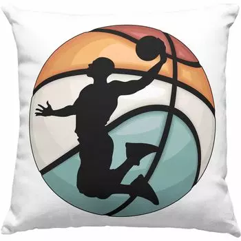 Тенденция - Декоративная подушка для баскетбола с наполнителем 40x40 Подарок тренеру баскетболиста Идея подарка Забавная декоративная подушка с наполнителем 40x40 Тренер для баскетболистов и мальчиков (серый) Trendation
