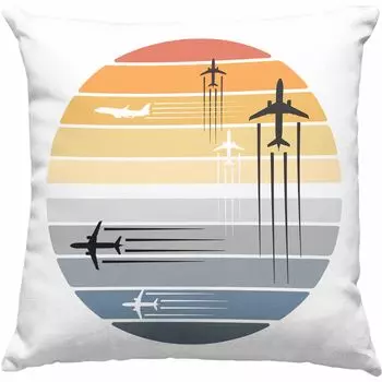 Тенденция - Декоративная подушка для подарка пилоту с наполнителем 40х40 Самолет Идея подарка для лета Декоративная подушка для пилотов с наполнителем 40х40 Графика (зеленый) Trendation