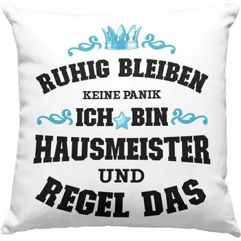 Тенденция - Декоративная подушка для смотрителя с наполнителем 40 x 40 см Забавные подарки Забавная поговорка Идея подарка от домашнего мастера Поговорки «Не паникуйте» (синий) Trendation