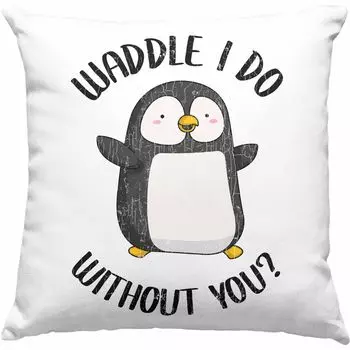 Тенденция - Декоративная подушка ко Дню святого Валентина с наполнителем 40 x 40 см. Подарок для него. Идея подарка с изображением забавного пингвина. Кружка для парня, девушки, любви, каламбур для пар (зеленый) Trendation