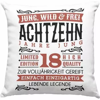 Тенденция — декоративная подушка на 18-й день рождения с наполнителем 40x40, подарок на 18-й день рождения, идея подарка для девочек и мальчиков, забавная говорящая легенда (зеленая) Trendation
