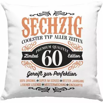 Тенденция - декоративная подушка на 60-летие с наполнителем 40x40, подарок мужчине, идея подарка 60-х годов, забавные подарки для отца 60-летия, мужчины, отца 60-летия (зеленый) Trendation