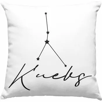 Тенденция - Декоративная подушка со знаком зодиака Рак с наполнителем 40х40 Подарочные знаки зодиака гороскоп (серый) Trendation