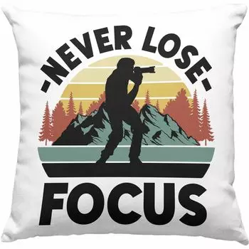 Тенденция - Фотограф Декоративная подушка с наполнителем 40x40 Аксессуары Забавный подарок для фотографии Декоративная подушка для фотографирования с наполнителем 40x40 Идеи подарков Графика Insider Focus (серый) Trendation