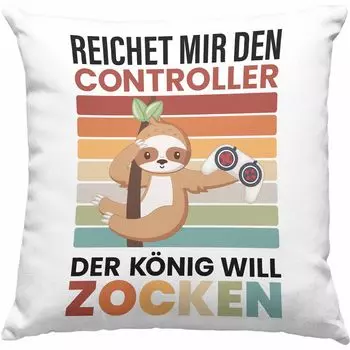 Тенденция — Gaming Hands Me the Controller King Декоративная подушка с наполнителем 40 x 40 см Подарок Gamer Boys Идея подарка Gamer Sloth Graphic (зеленый) Trendation