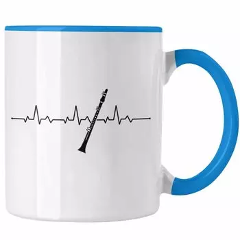 Тенденция - идея подарка для джазового кларнета. Кружка для музыканта. Подарок для кларнета Heartbeat (синий) Trendation