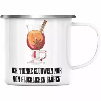 Тенденция - Эмалированная чашка для глинтвейна Смешная поговорка Чашка для глинтвейна с ручкой Эмалированные чашки для глинтвейна с двойными стенками Бокалы Рождественский рынок Кружка Эмалированные чашки Подарок - от Happy Glow (серебро) Trenda...