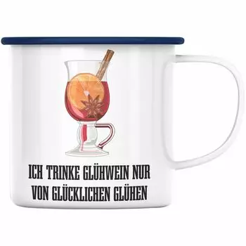 Тенденция - Эмалированная чашка для глинтвейна Смешная поговорка Чашка для глинтвейна с ручкой Эмалированные чашки для глинтвейна с двойными стенками Бокалы Рождественская ярмарка Кружка Эмалированные чашки Подарок - от Happy Glow (синий) Trenda...