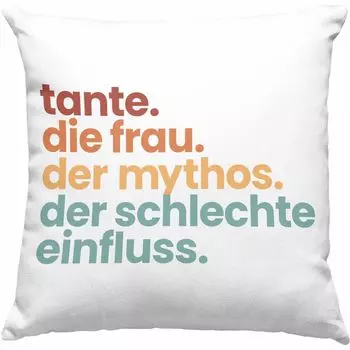 Тенденция - Миф о тете-женщине Подарок о плохом влиянии Декоративная подушка с наполнителем 40x40 Идея подарка Лучшая декоративная подушка для тети с наполнителем 40x40 (серый) Trendation