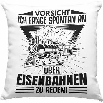 Тенденция - начните спонтанно говорить о железных дорогах Машинист поезда Декоративная подушка с наполнителем 40 x 40 см Подарок железнодорожнику, говорящему локомотив Идея подарка Модель железной дороги (зеленая) Trendation