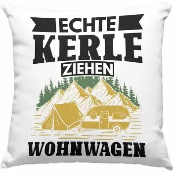 Тенденция - Настоящие парни тянут дом на колесах в караване Декоративная подушка с наполнителем 40x40 Подарочный подарок для водителя автодома Кемпер Идея подарка для водителя Забавный (синий) Trendation
