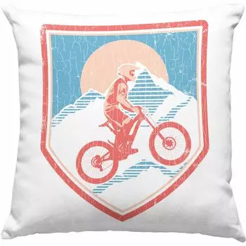 Тенденция - Подарочная декоративная подушка для горного велосипеда с наполнителем 40x40 Идея подарка для горного байкера Детская декоративная подушка с наполнителем 40x40 Мужские аксессуары Графическая графика MTB (синий) Trendation
