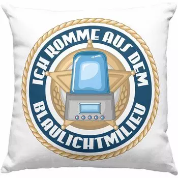 Тенденция - Подарочная декоративная подушка для полицейского с наполнителем 40 x 40 см с надписью Подарки для полицейских для мужчин Забавная синяя светлая среда (зеленая) Trendation