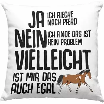 Тенденция - Подарочная декоративная подушка с забавными высказываниями всадника с наполнителем 40x40 Всадница-лошадь для девушки Идея подарка Рисунок лошади Да, я пахну лошадью (серый) Trendation