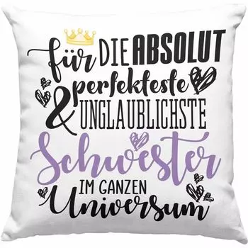 Тенденция - Подарок лучшей сестре Декоративная подушка с наполнителем 40х40 Декоративная подушка с наполнителем 40х40 Идеи подарков на день рождения и Рождество Сестры Брат Забавная лучшая сестра (синий) Trendation