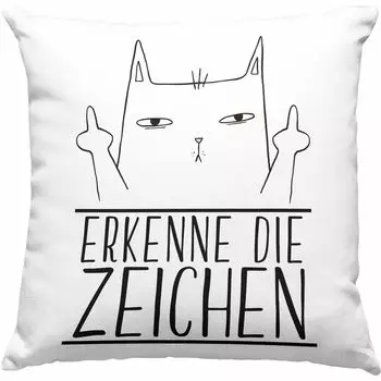 Тенденция - Распознай знаки кошки, подарок на средний палец для любителей кошек, декоративная подушка с наполнителем, идея подарка 40x40 (зеленая) Trendation