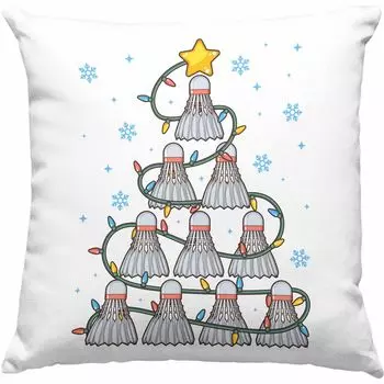 Тенденция - Рождественская декоративная подушка для бадминтона с наполнителем 40x40, подарок для игрока в бадминтон, идея для подарка, тренер-тренер (розовый) Trendation