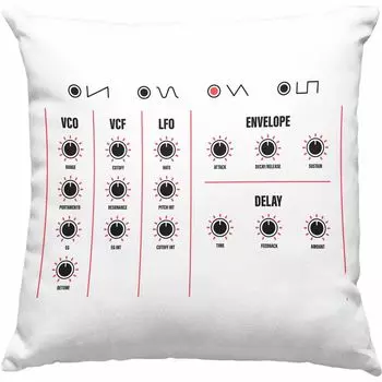 Тенденция — синтезатор, подарочная декоративная подушка для диджея с наполнителем, 40x40, музыкальное техно, аналоговый музыкант, модульная идея подарка (серый) Trendation