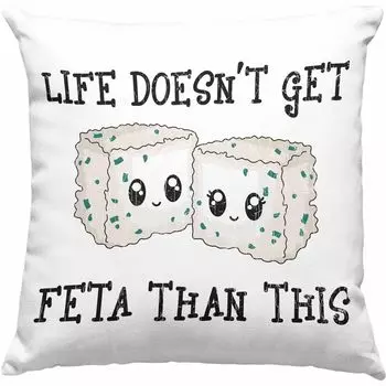 Тенденция - забавная декоративная подушка с наполнителем 40x40, игра в слова, подарок. Жизнь не получит фета, чем этот забавный подарок для подруги, работа в офисе (розовый) Trendation