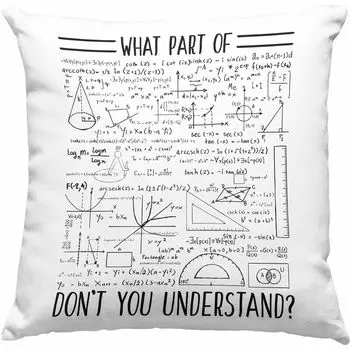 Тенденция - забавный подарок, рассказывающий о том, что ты не понимаешь, декоративная подушка с наполнителем 40 x 40 см. Идея подарка математику, физику, учителю математики (серый) Trendation