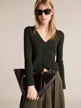 Теневой кардиган Mango, хаки