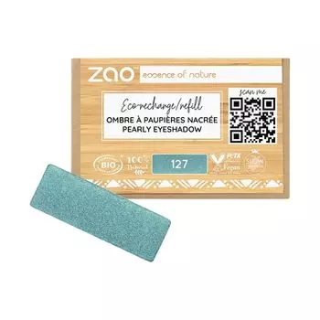Тени для век и праймер Zao Pearly Eyeshadow Refill, 127 Pearly Peacock Blue / 1,3 g