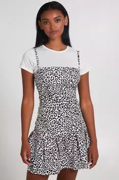 Теннисная юбка с бретелями и укороченный топ Pink Vanilla, черный