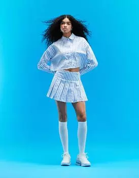Теннисная юбка в полоску из хлопкового поплина ASOS DESIGN