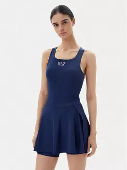 Теннисное платье облегающего кроя 7W000202 AF13282 UB107 Ea7 Emporio Armani, синий