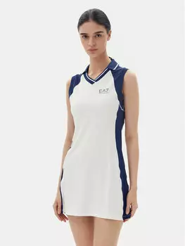 Теннисное платье облегающего кроя 7W000326 AF13282 M0058 Ea7 Emporio Armani, белый