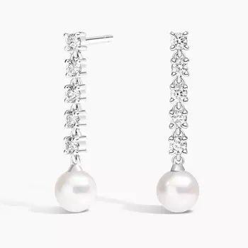 Теннисные серьги с культивированным жемчугом и лабораторными бриллиантами (1/3 карата) Brilliant Earth