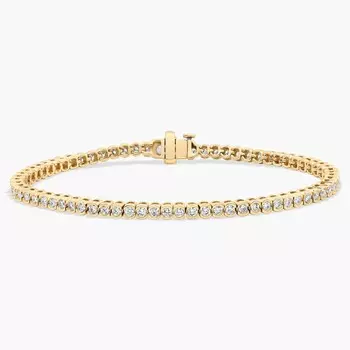 Теннисный браслет с 7-дюймовым безелем и выращенными в лаборатории бриллиантами из 14-каратного желтого золота (2 карата, два карата - FG / VS2-SI1) Blue Nile