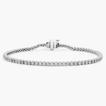 Теннисный браслет с бриллиантами Rollover из 14-каратного белого золота (3 карата) Blue Nile