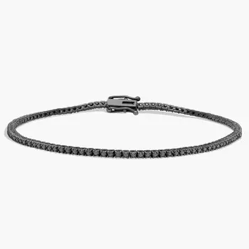 Теннисный браслет с черными бриллиантами из белого золота 14 карат с черным родиевым покрытием (1 1/7 карата) Blue Nile