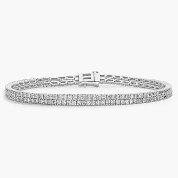 Теннисный браслет с двумя рядами бриллиантов из 14-каратного белого золота (3 карата) Blue Nile