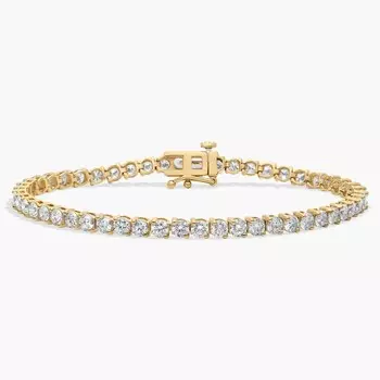 Теннисный браслет с двумя зубцами из выращенного в лаборатории бриллианта 7 дюймов из 14-каратного желтого золота (7 карат, два цвета - FG / VS2-SI1) Blue Nile