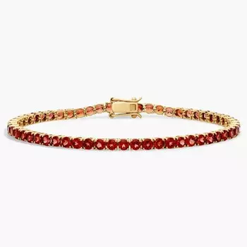 Теннисный браслет с гранатовым камнем из желтого золота 14 карат Blue Nile