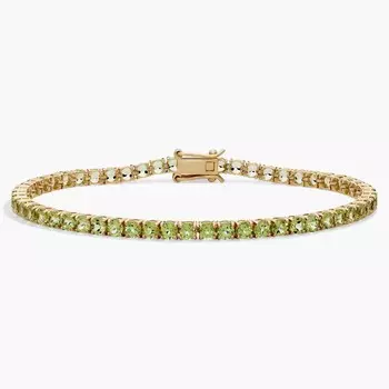 Теннисный браслет с камнем-перидотом из 14-каратного желтого золота Blue Nile